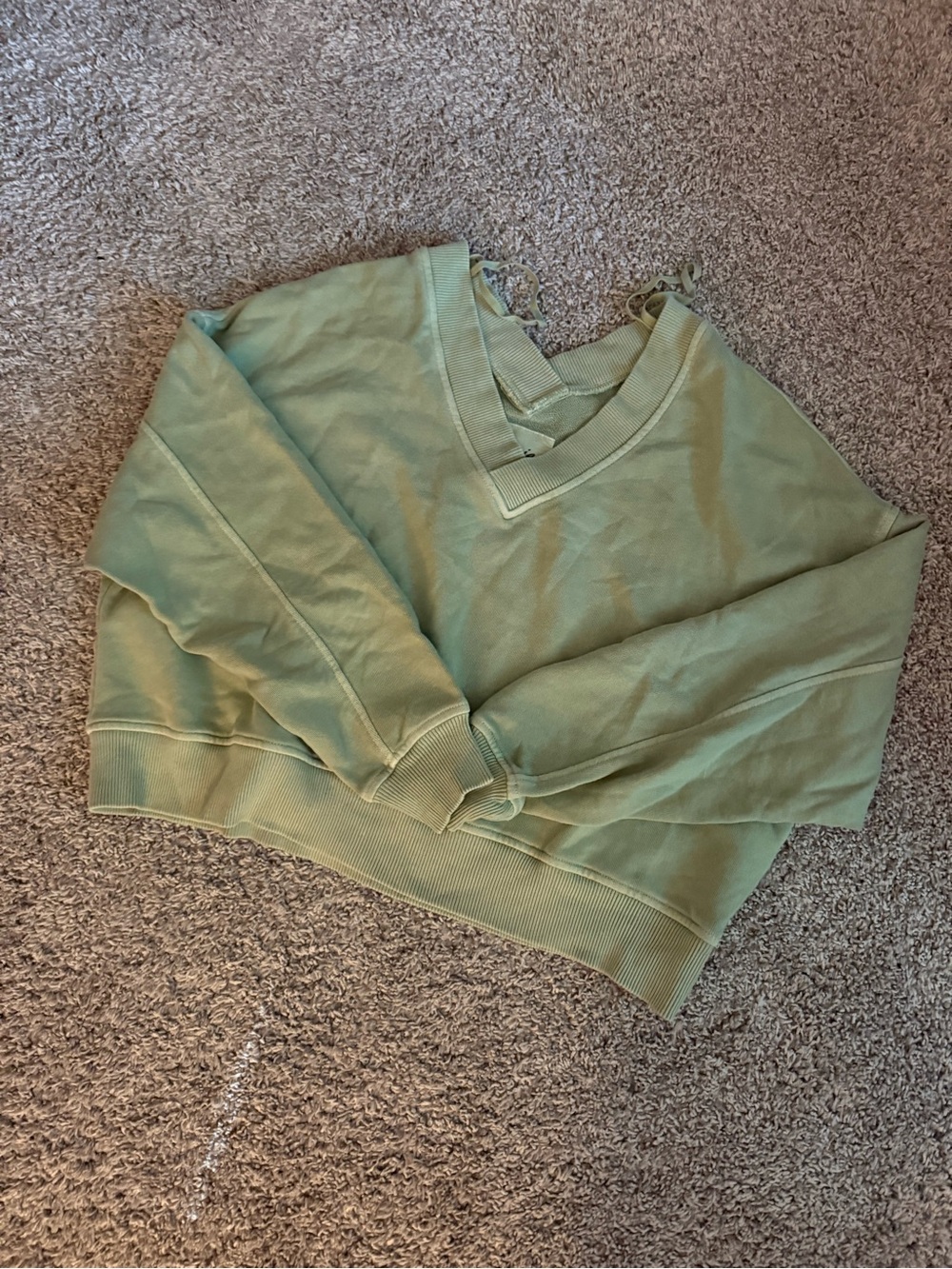 aerie Sage Green V-Neck Pullover Sweater